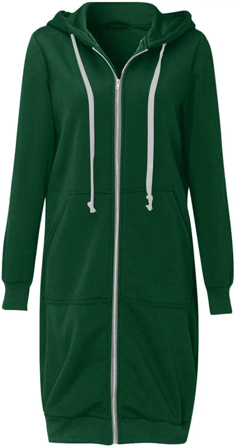 hlysgo Oversized Hoodies for Women Fall Zip Up Lightweight Tunic Sweatshirts Casual Long Sleeve Hooded Jackets with Pockets