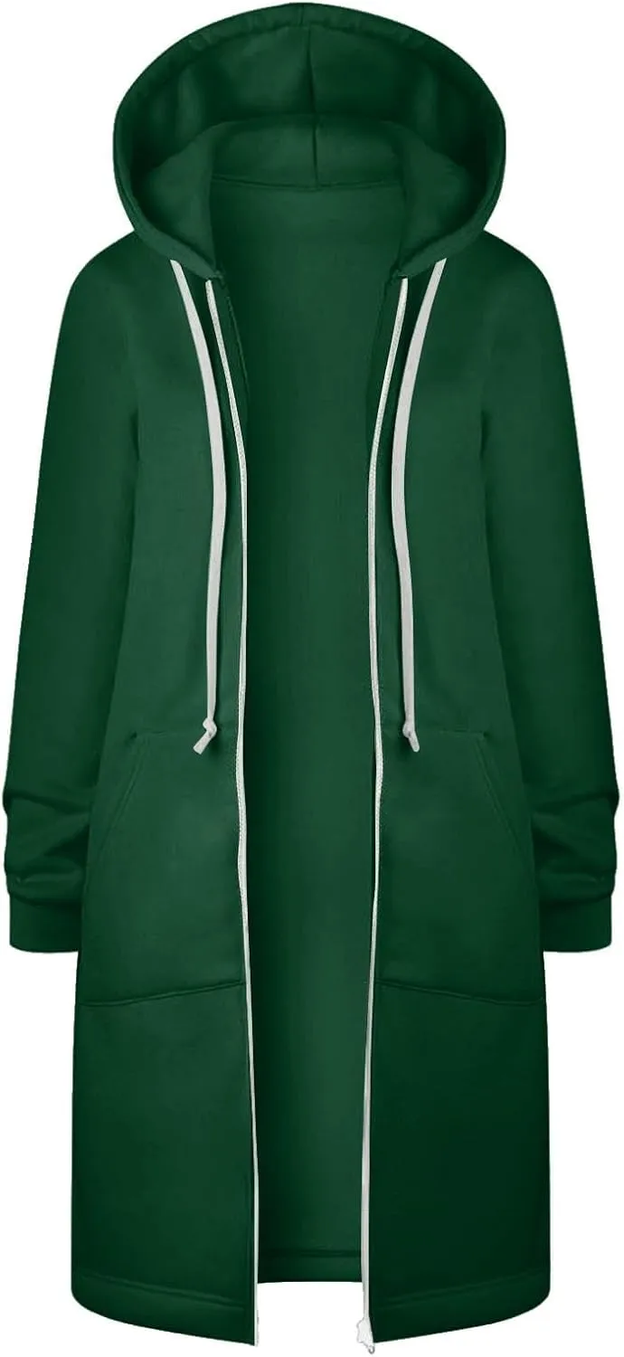hlysgo Oversized Hoodies for Women Fall Zip Up Lightweight Tunic Sweatshirts Casual Long Sleeve Hooded Jackets with Pockets