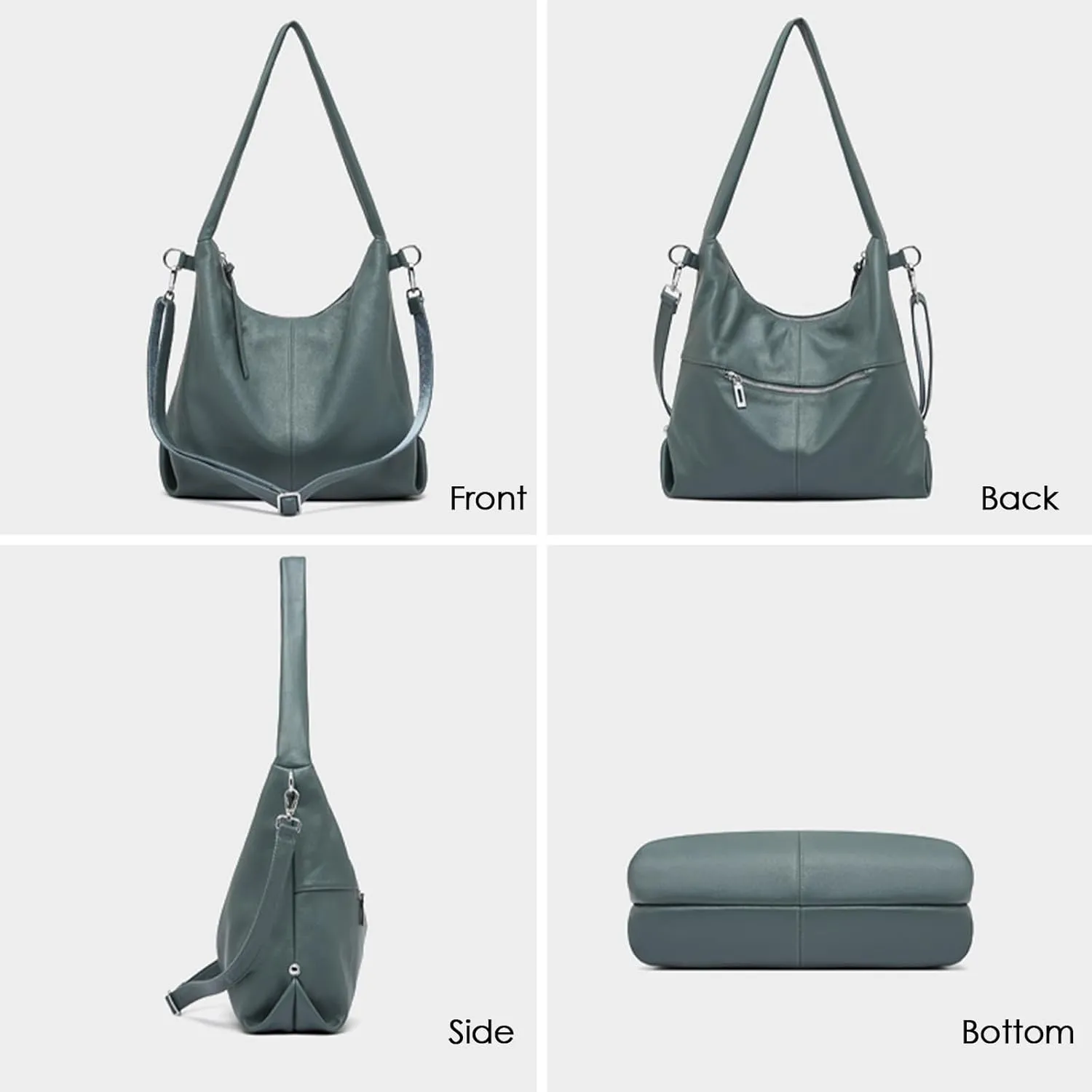 Hobo Bag Handbags for Women, Genuine Leather Crossbody Bags Shoulder Purses with Removable Strap
