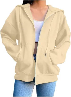 Hoodies Sweatshirts for Women 2024 Casual Long Sleeve Shirt Zip Up Fleece Hoodie Jacket Coat Fall Clothes with Pocket