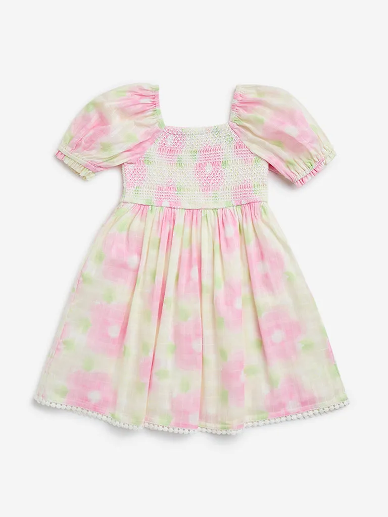 HOP Kids Multicolour Floral Cotton Fit-and-Flare Dress