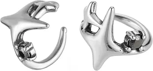 HZMAN Stainless Steel Star Earrings for Women Silver Ear Cuffs Non-Piercing Earrings