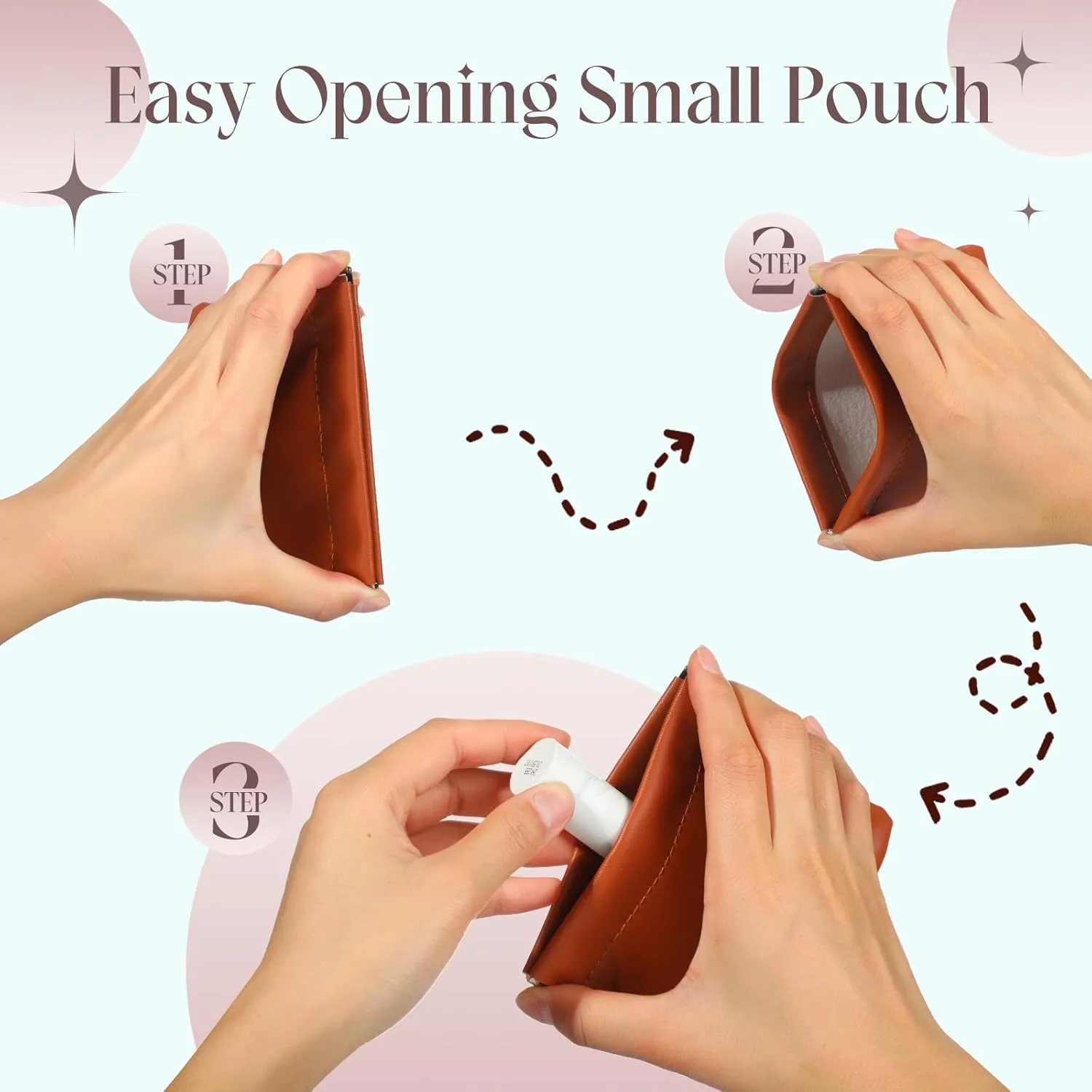 ISKYBOB 4PCS Small Makeup Bag for Purse, Portable Lambskin Pocket Cosmetic Bag Squeeze Top Coin Purse for Women Snap Closure Organizer Pouch Mini Self-Closing Lipstick Pouchic for Travel(Autumn)