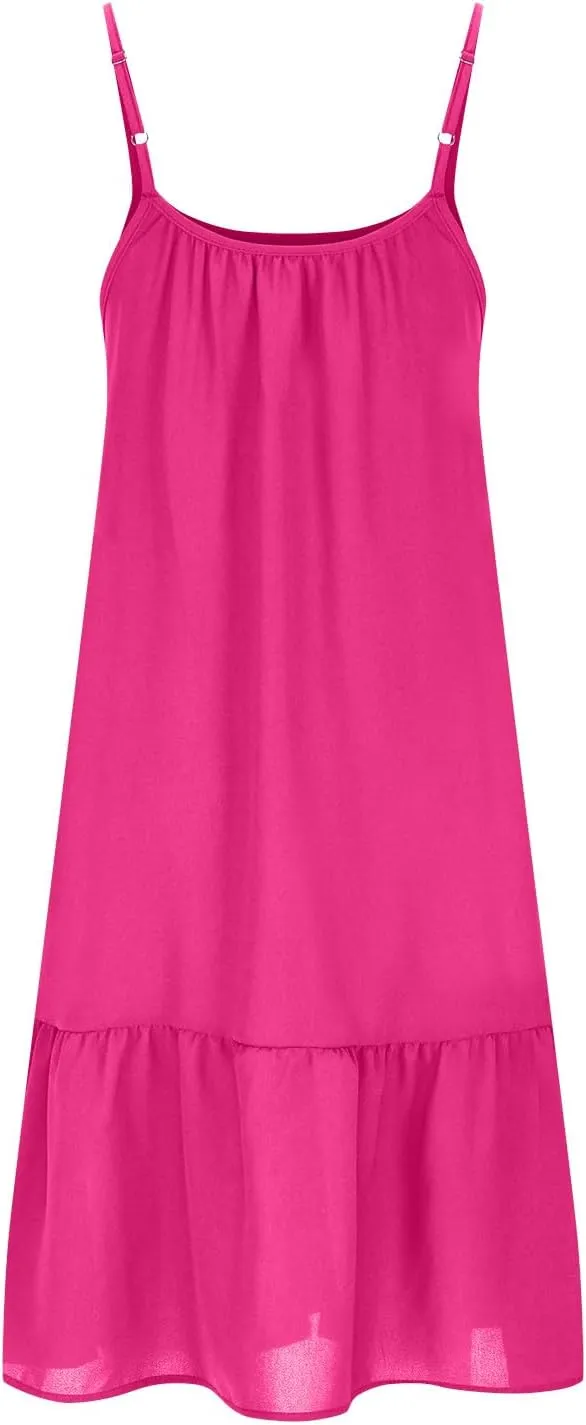 JOAU Swimsuit Coverup Dress for Women 2025 Summer Sleeveless Adjustable Spaghetti Straps Ruffle Vacation Beach Mini Sundress