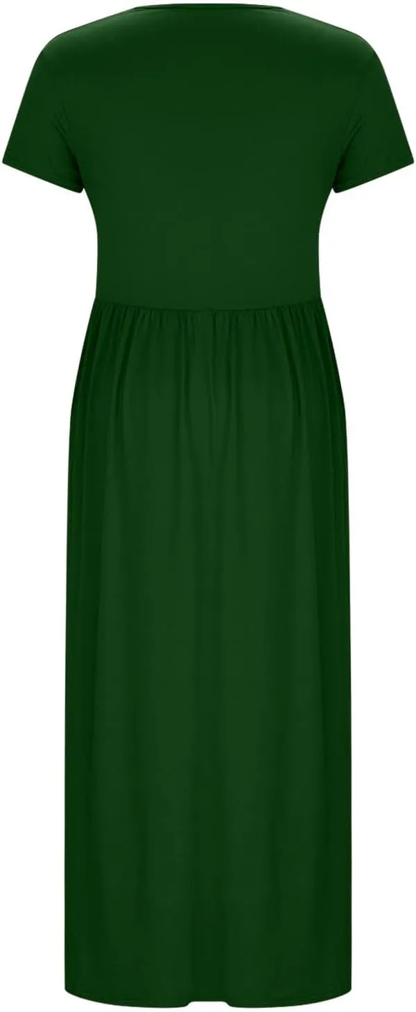 JOAU Women's Plus Size Summer Short Sleeve Maxi Dress 2025 Casual Wrap V Neck A Line Flowy Beach Long Dresses with Pockets