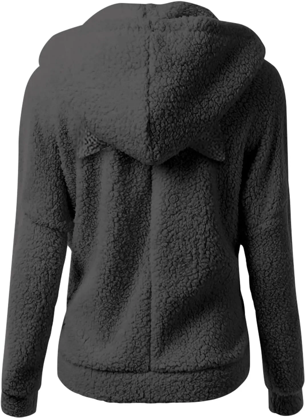 jsaierl Women Fluffy Bear Ears Cute Hooded Jacket Zip Up Hoodie Winter Double Fuzzy Warm Sweatshirt Comfy Outwear Coat