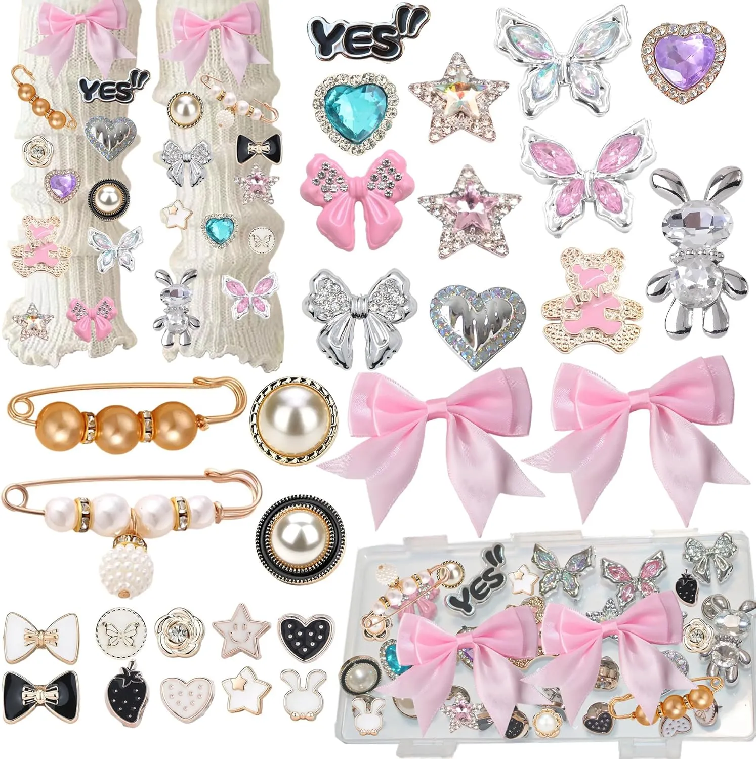 Junk Socks Charms,Shoe Charms for Sneakers,DIY Shoelace Charm,Sneakers DIY Kit,Brooches and Pins for Women,Hat Clothes Button Pins
