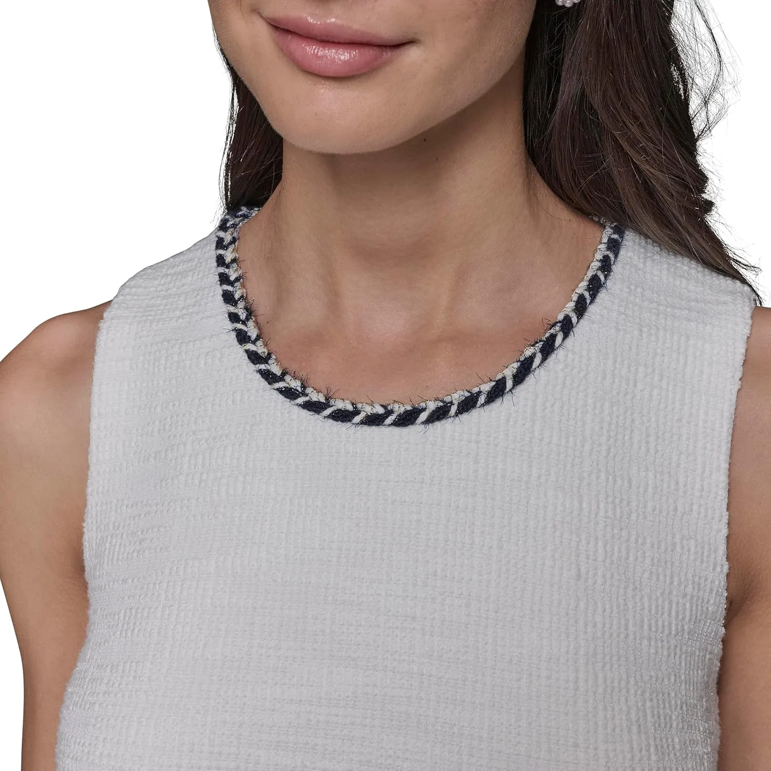 Karl Lagerfeld Paris Women's Contrast Knit Sleeveless Mini Dress