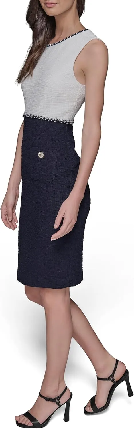 Karl Lagerfeld Paris Women's Contrast Knit Sleeveless Mini Dress