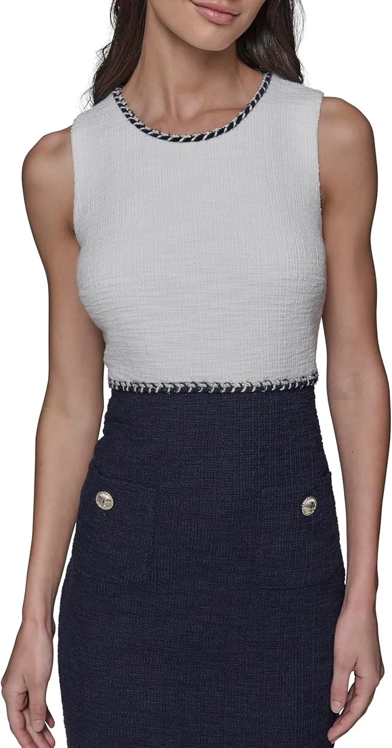 Karl Lagerfeld Paris Women's Contrast Knit Sleeveless Mini Dress