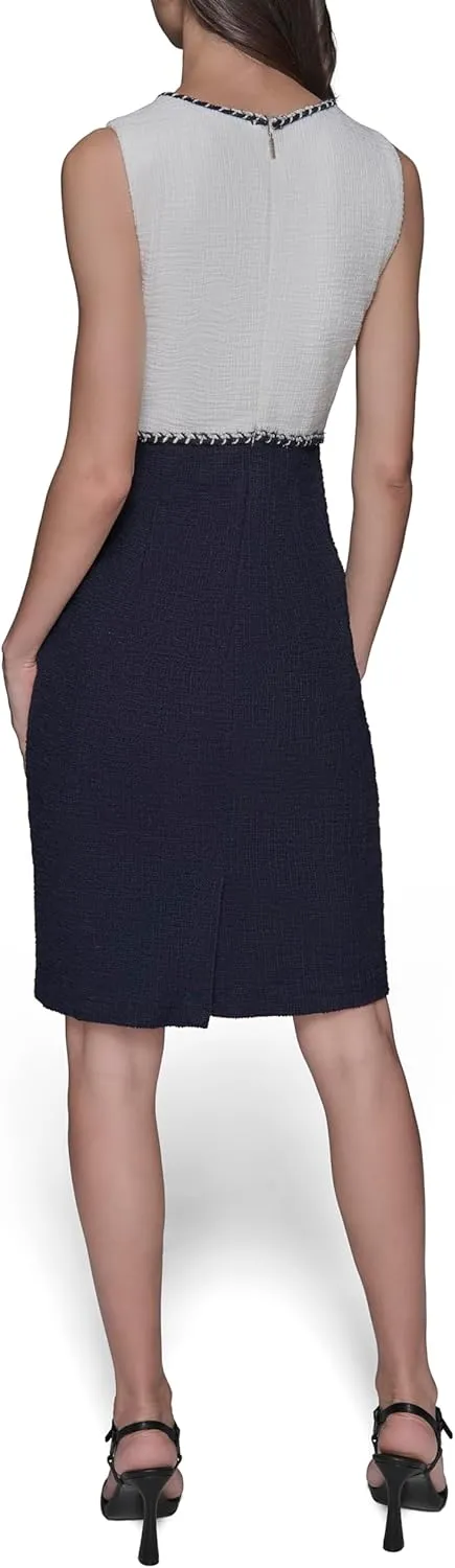 Karl Lagerfeld Paris Women's Contrast Knit Sleeveless Mini Dress