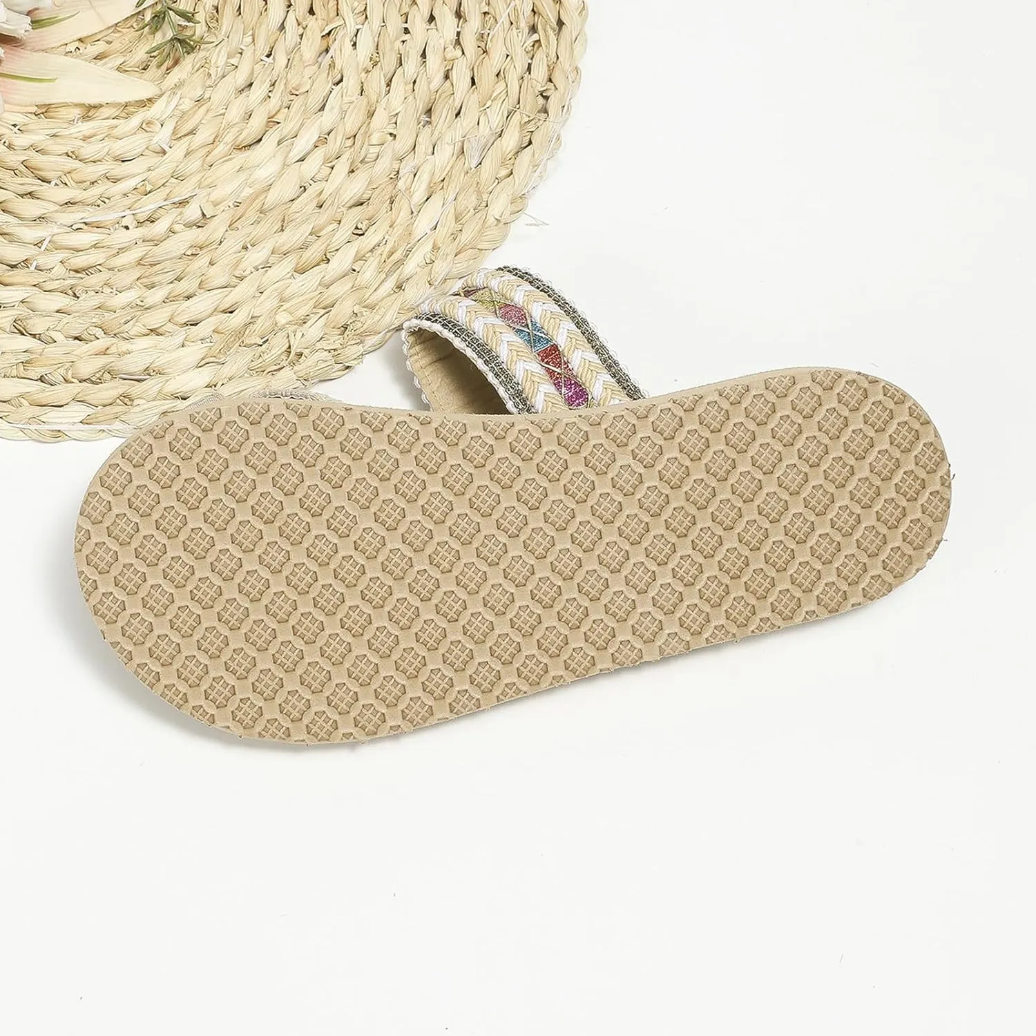 Ladies Bohemian Elegant Plantar Fasciitis Slippers,Slip On Flip Flops With Arch Support For Beach Travel,comfy Toe Ring Orthotic Sandals