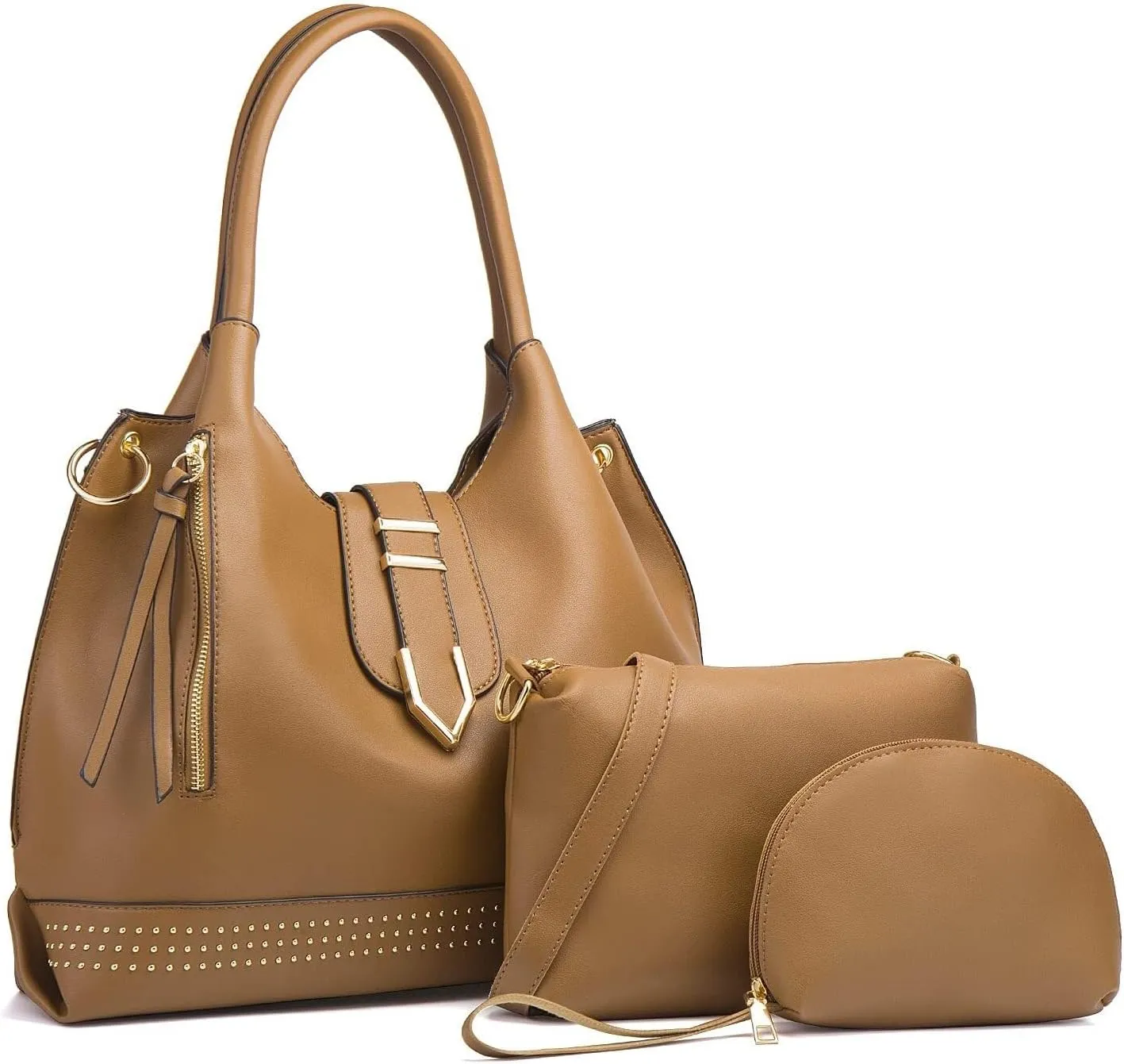 Large Tote Bag 3pcs Set Bags for Women Hobo and Shoulder Bags Soft PU Leather Ladies Handbags and Purses Top Handle Bag Black
