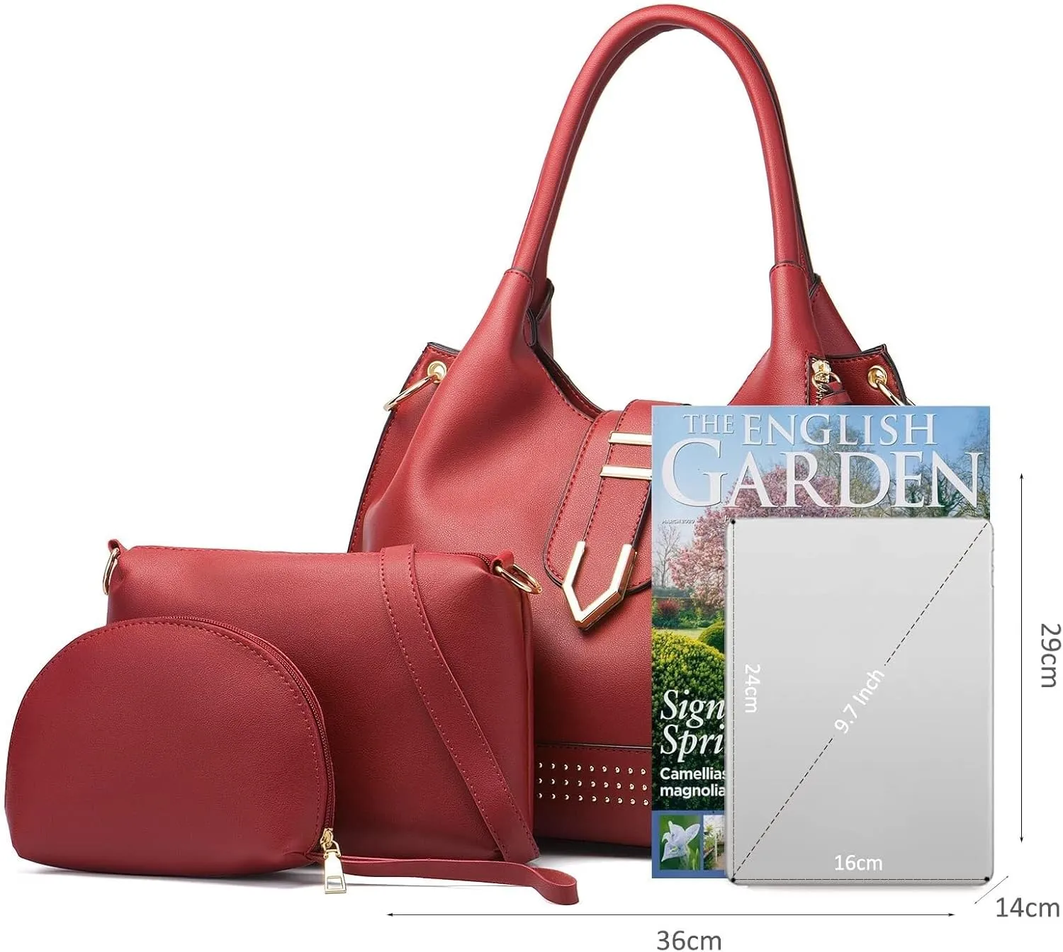 Large Tote Bag 3pcs Set Bags for Women Hobo and Shoulder Bags Soft PU Leather Ladies Handbags and Purses Top Handle Bag Black