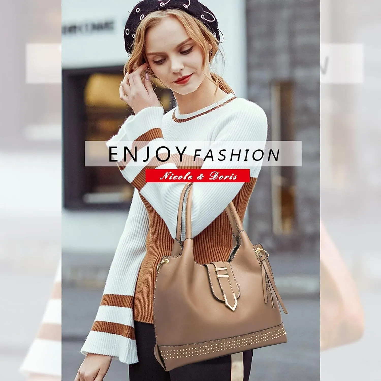 Large Tote Bag 3pcs Set Bags for Women Hobo and Shoulder Bags Soft PU Leather Ladies Handbags and Purses Top Handle Bag Black