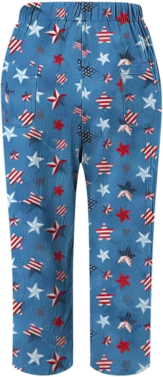 LCMTWX Summer Linen Pants for Women 2025 Drawstring Pants Capri Pants 2025 Pants with Pockets Wide Leg Cropped Pants Beach