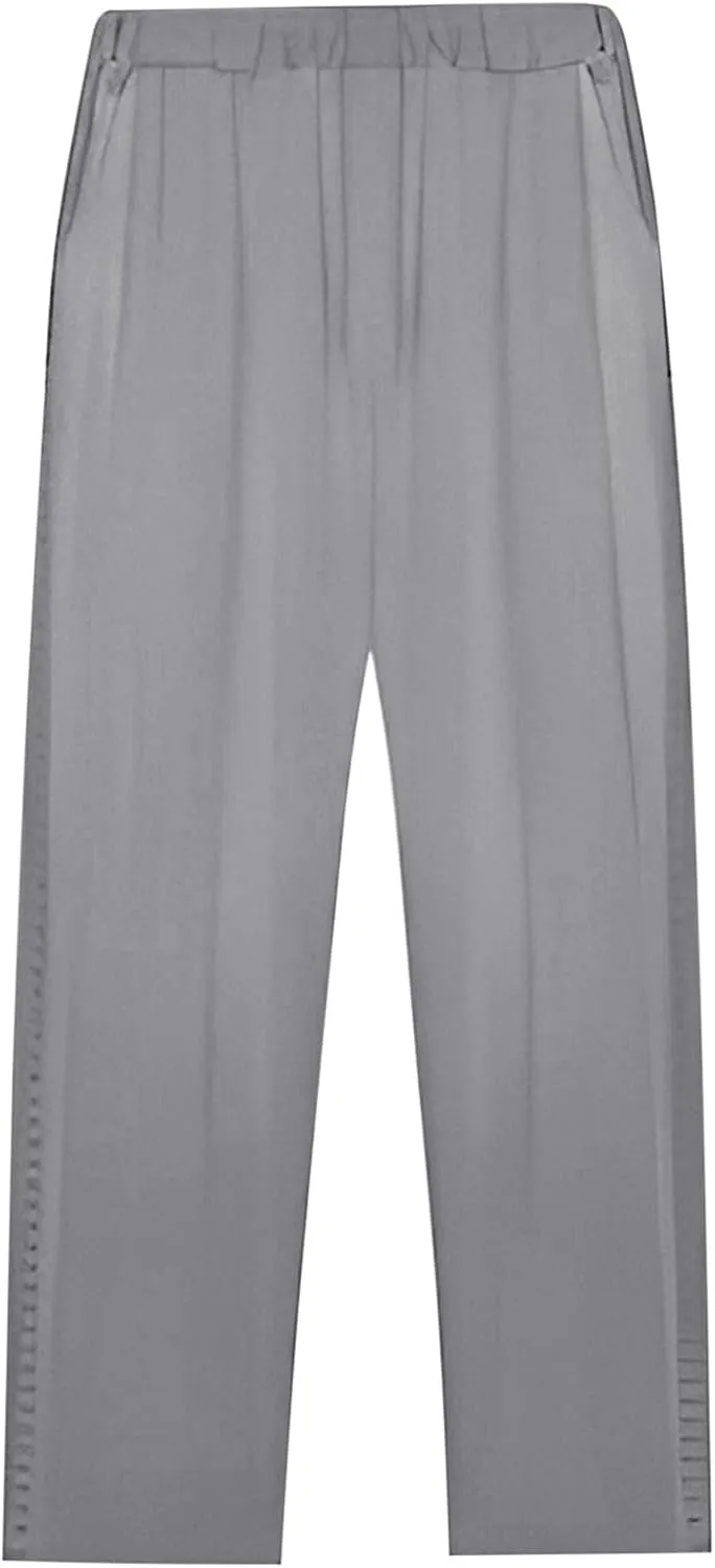 LCMTWX Womens Linen Pants Waist Cropped Casual Pants Gauza Pants White Cargo Pants White Linen Capris for Capri Pants for