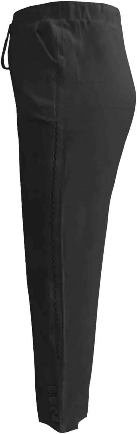 LCMTWX Women's Linen Pants Waist Pants Drawstring Capri Pants with Pockets Wide Leg Cropped Pants High Waisted Pants for