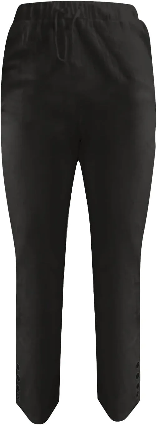 LCMTWX Women's Linen Pants Waist Pants Drawstring Capri Pants with Pockets Wide Leg Cropped Pants High Waisted Pants for