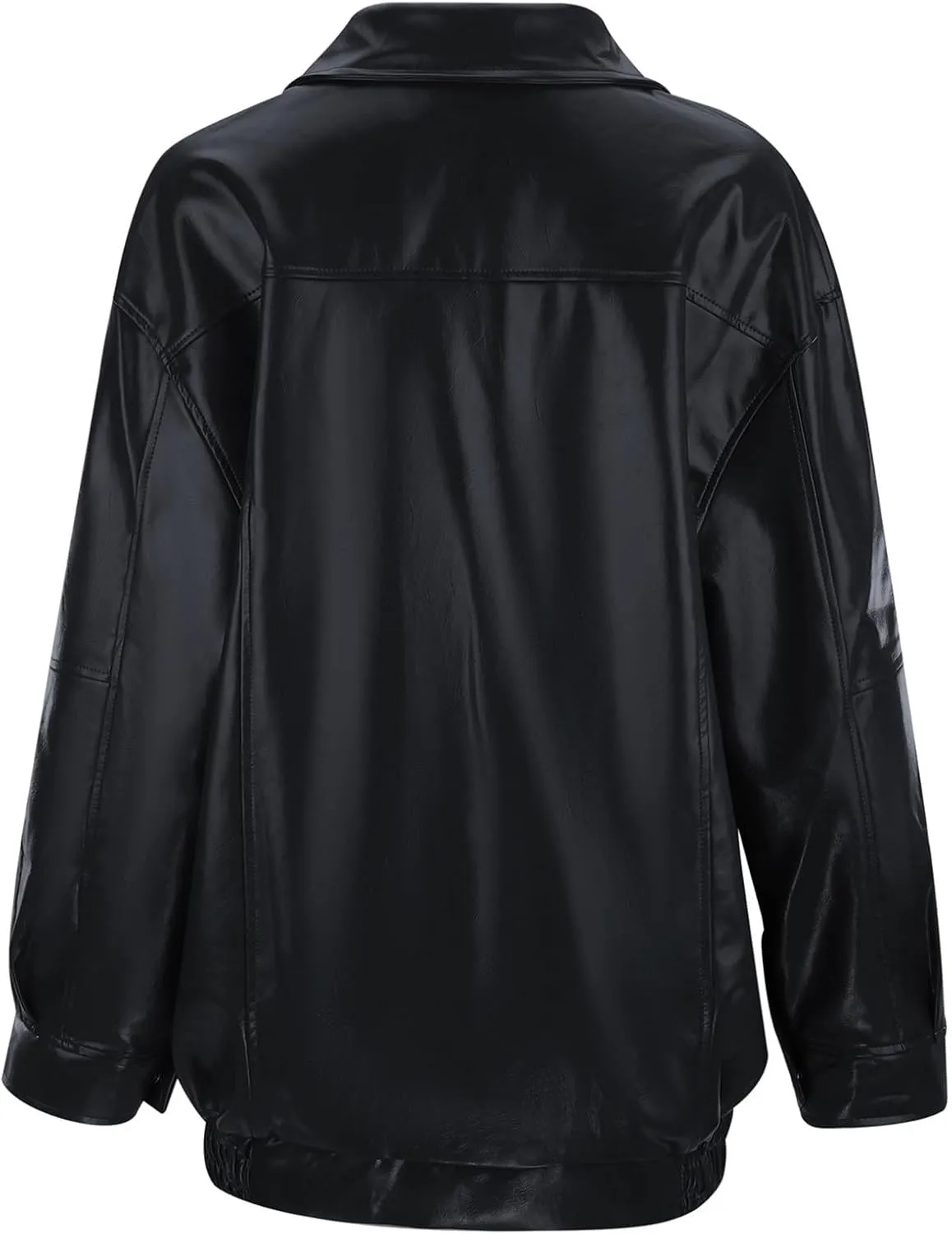 Leather Jackets for Women Solid Color Pu Motorcycle Ligjtweight Jacket Long Sleeve Full Zip Lapel Outdoor Outwear