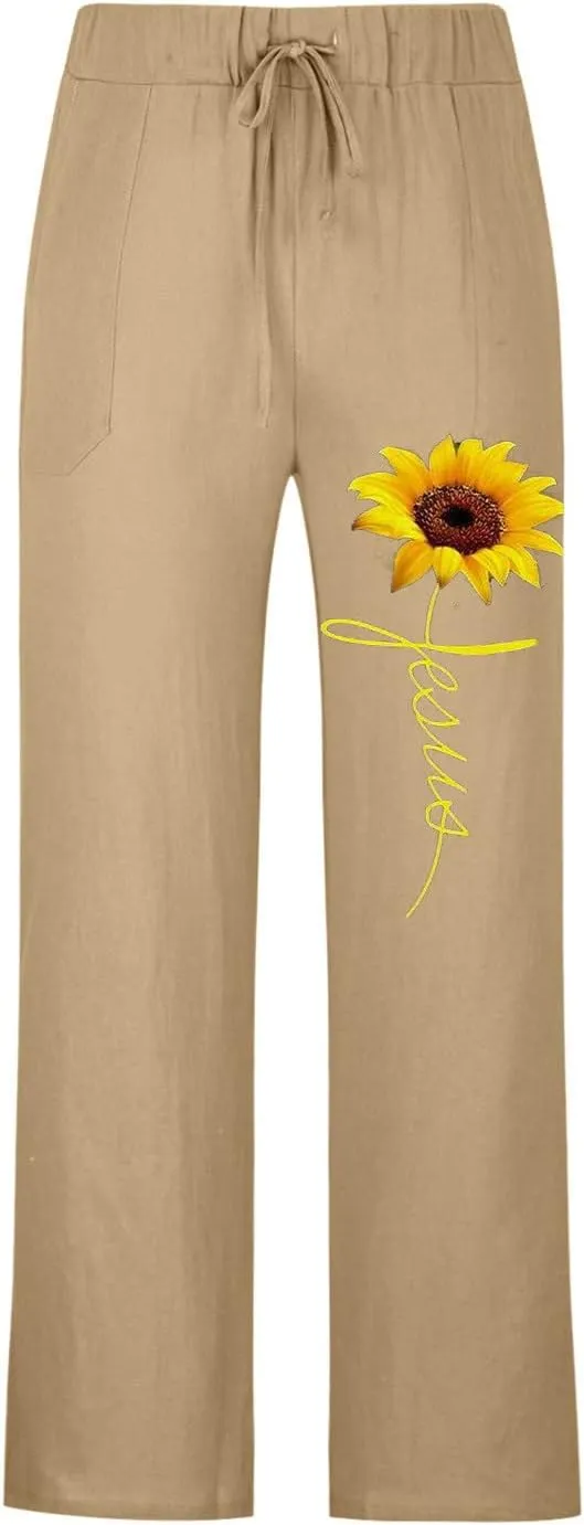 Linen Pants for Men, Mens Casual Pants Lightweight Drawstring Summer Beach Pants Elastic Waist Linen Pants