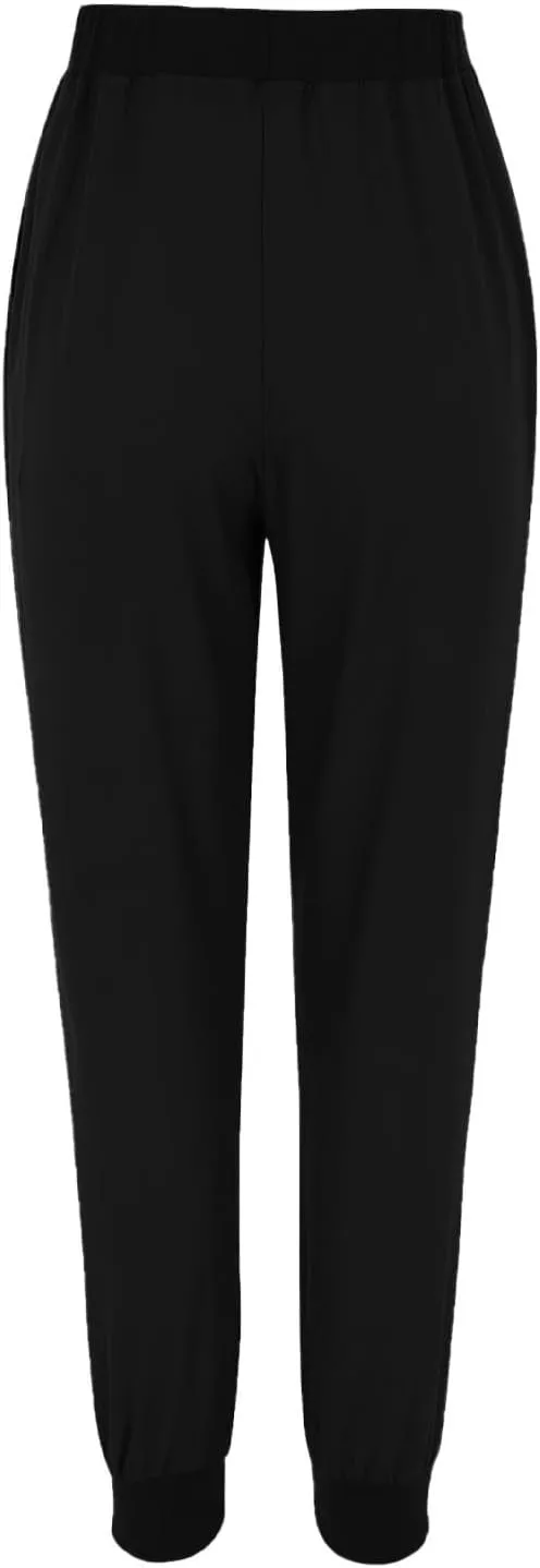 Linen Pants Women Tapered Elastic Waist Pants Straight Leg Drawstring Slim Fit Summer Beach Trousers with Pockets