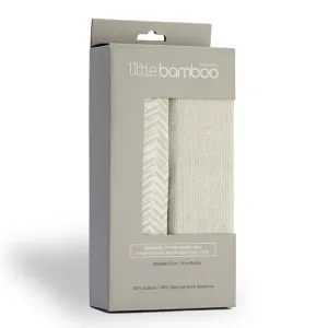 Little Linen Bamboo Jersey Fitted Sheet Bassinet 2Pk Herringbone Whisper