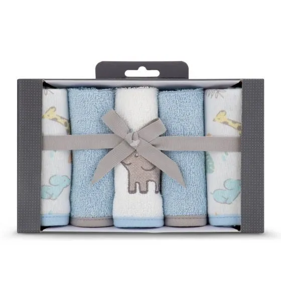 Little Linen Towelling Washer 5Pk - Safari Bear