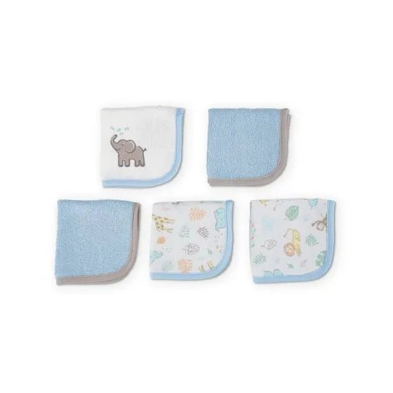 Little Linen Towelling Washer 5Pk - Safari Bear