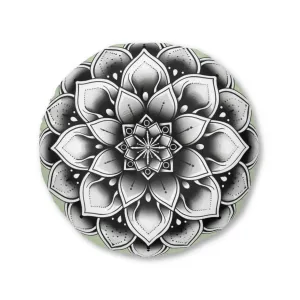 Mandala Art Floor Cushion - Light Teal, Tufted Round Pillow