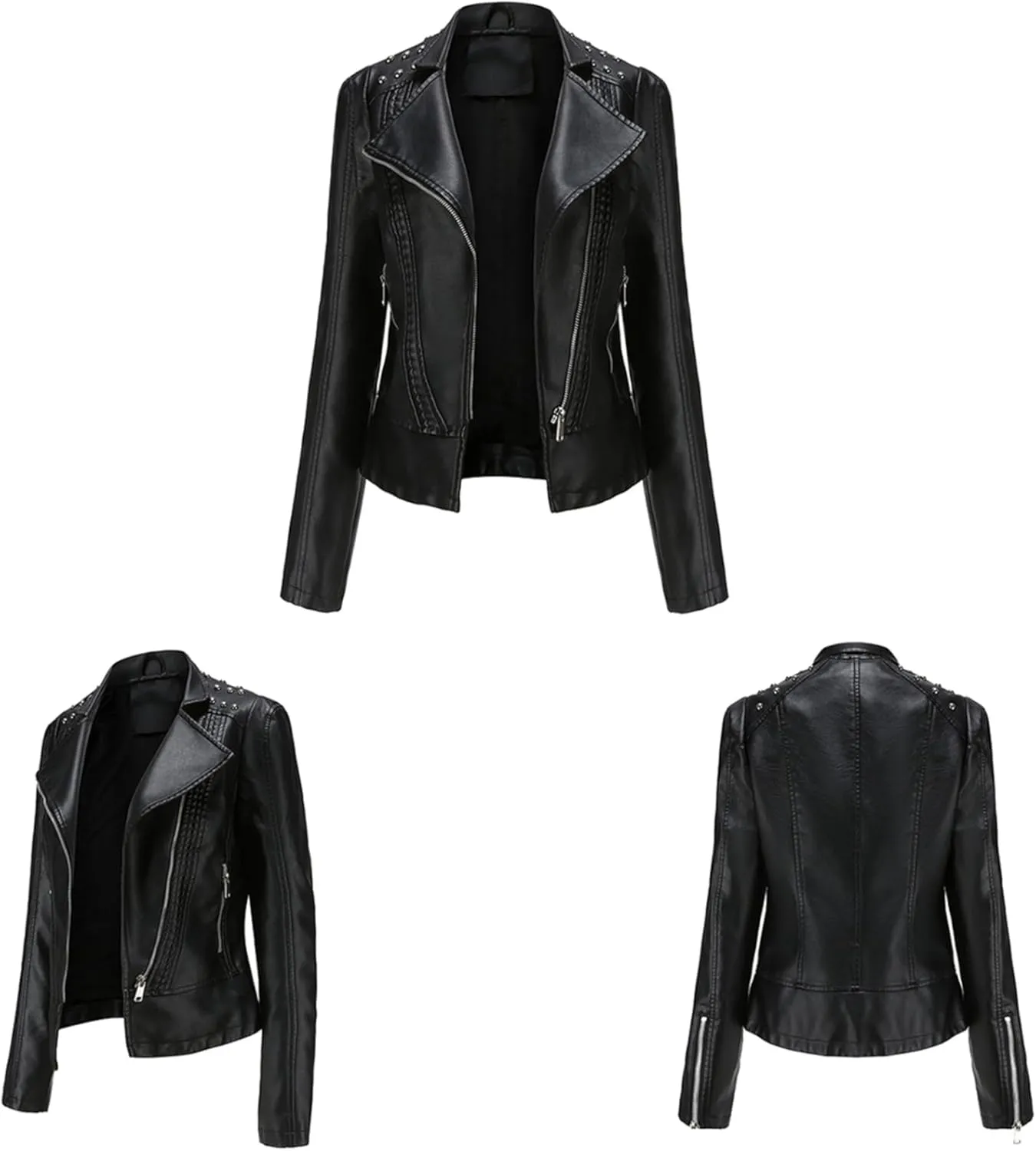 MAYRAIN Womens Oversized Fall Jackets Faux Leather Fashion Coats Winter Motorcycle Collared Jackets