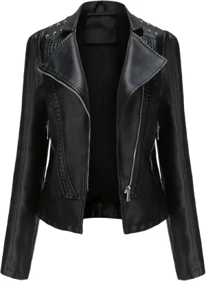 MAYRAIN Womens Oversized Fall Jackets Faux Leather Fashion Coats Winter Motorcycle Collared Jackets