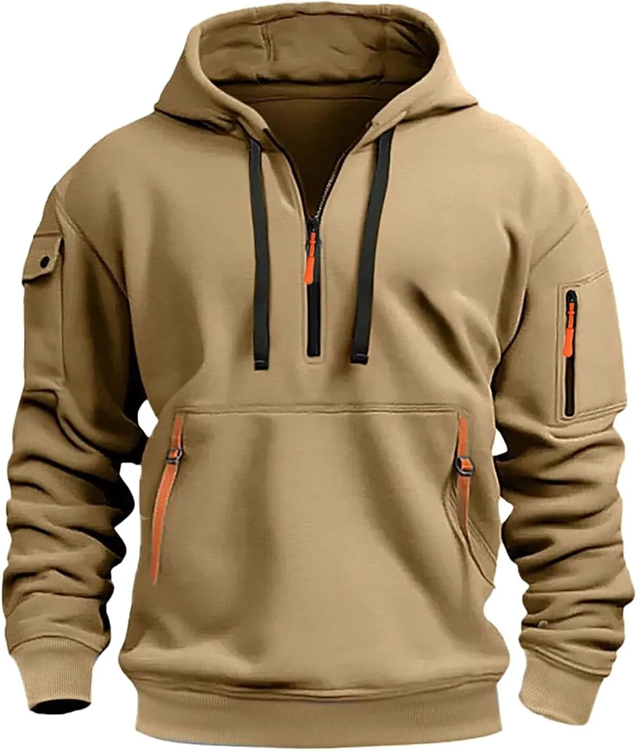 Men Hoodie Hooded Pocket And Solid Autumn Winter Color Sweater Sleeve Jacket Men's blouse Navvy Blue Hoodie Sweaters