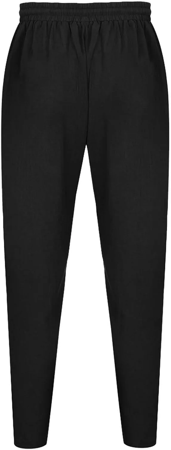 Men's Baggy Cotton Linen Pants Casual Lightweight Summer Beach Trousers with Pockets Dress