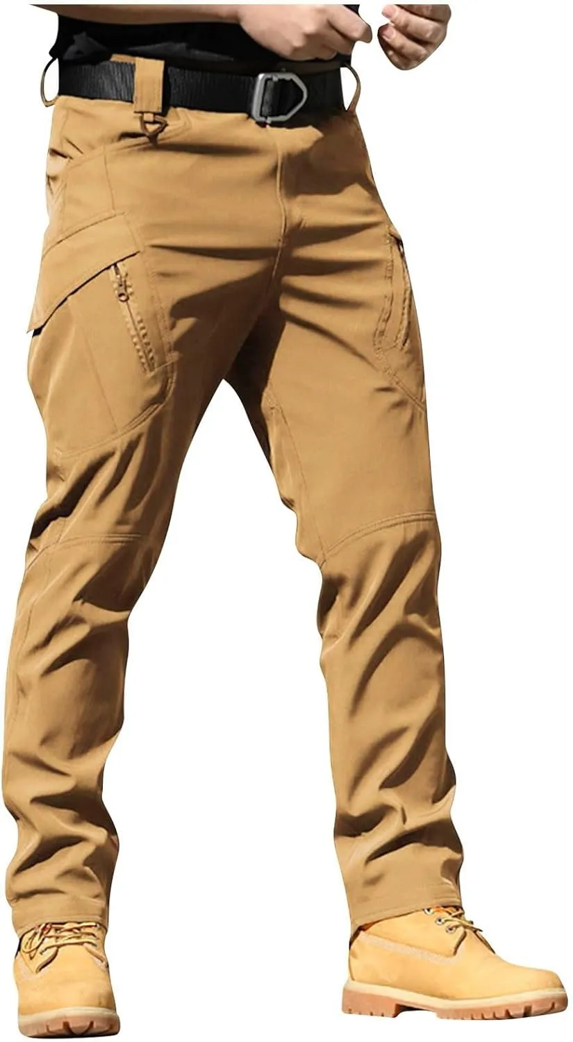 Mens Cargo Pants Drawstring Casual Hiking Joggers Loose Straight Athletic Sweatpants for Men Work Army Trousers