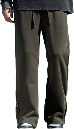 Mens Casual Pants Cargo Drawstring Elastic Waist Pants Linen Summer Beach Pants Open Bottom Casual Pants