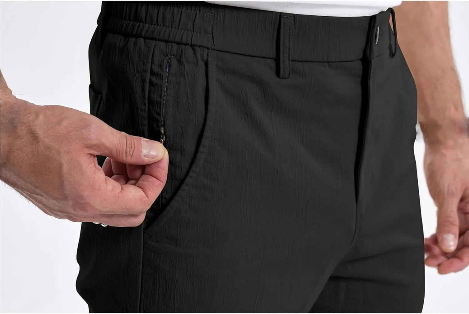 Mens Chinos Pants Slim Fit Stretch Golf Pants Casual Pants Lightweight Crinkle Lounge Pants Work Dress Pants with Pocket