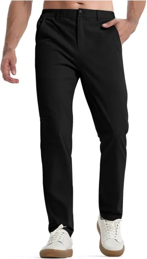 Mens Chinos Pants Slim Fit Stretch Golf Pants Casual Pants Lightweight Crinkle Lounge Pants Work Dress Pants with Pocket