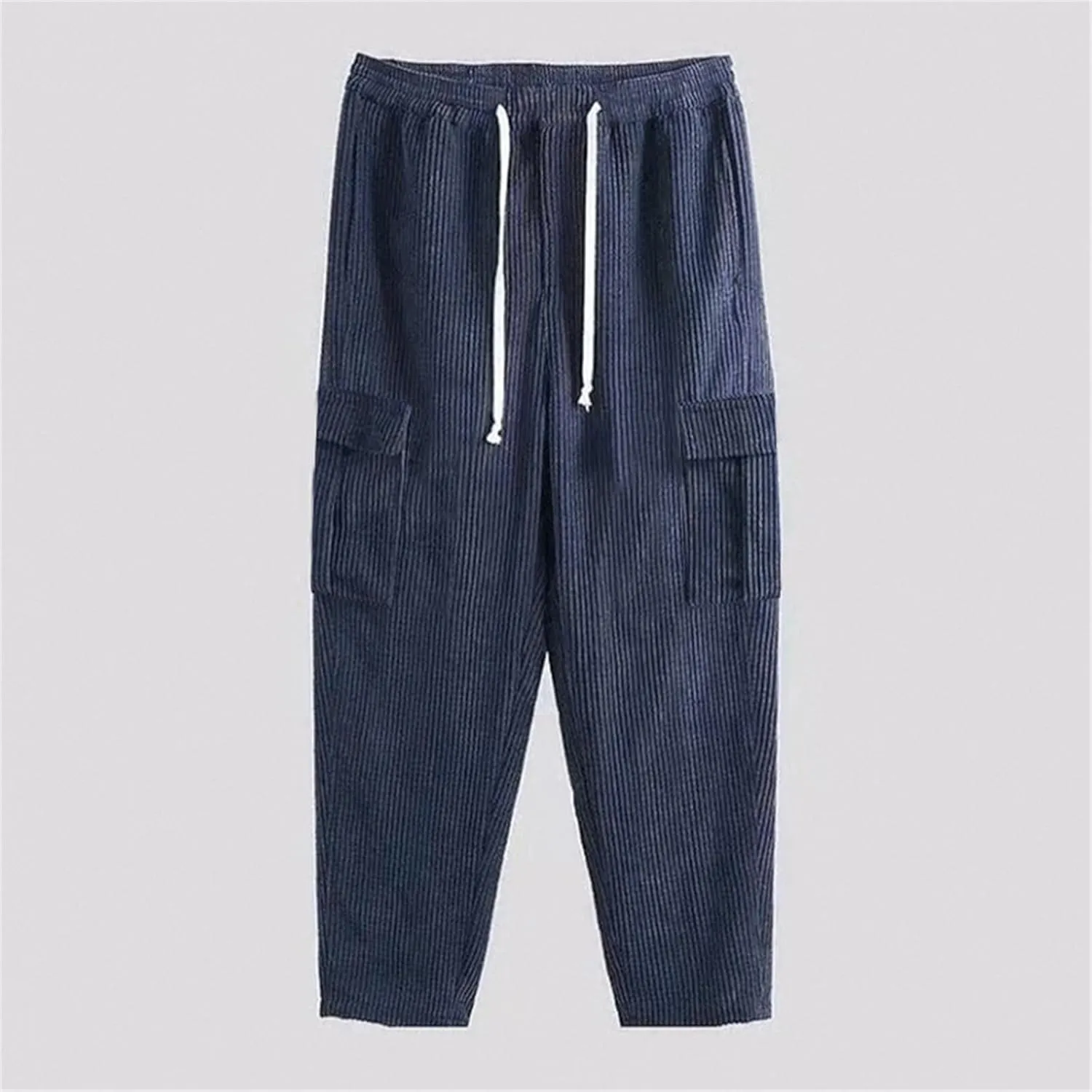 Mens Corduroy Joggers Pants Drawstring Elastic Waist Baggy Tapered Sweatpants Casual Pants Hip hop Streetwear Pant