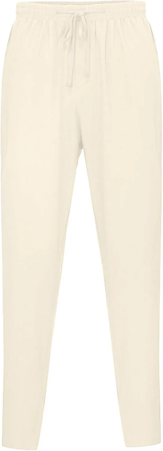 Men's Cotton Linen Pant Loose Straight Beach Yoga Pants for Men Casual Trousers Breathable Casual Dress Pants