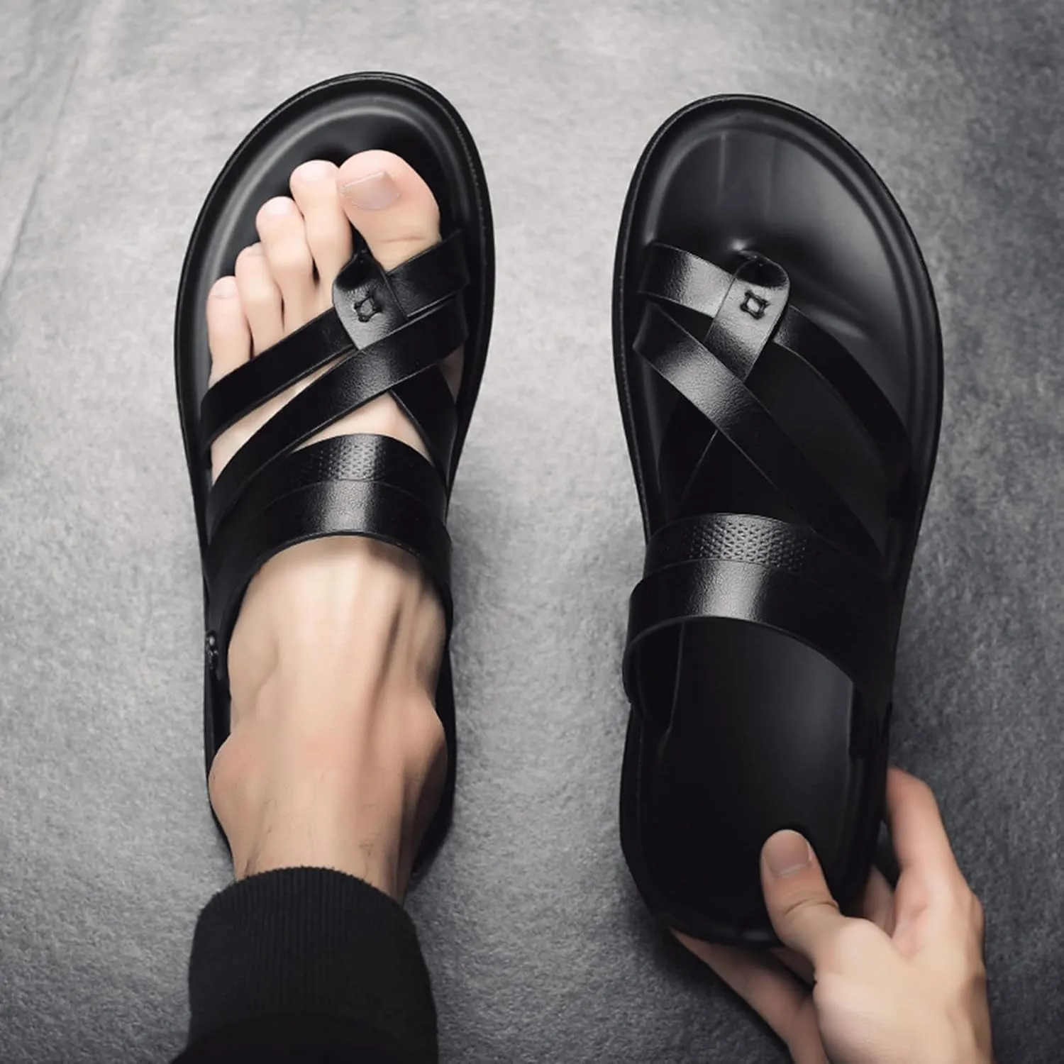 Men's Hallux Valgus Summer Flip Flops,Comfyplantar Fasciitis Slide Sandal,Roman Bunion Orthopedic Slippers