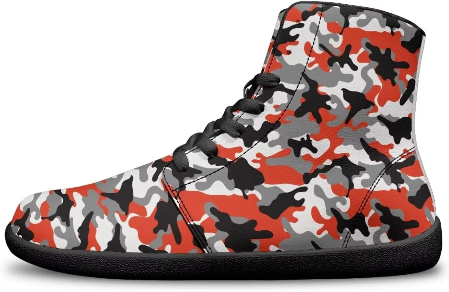 Men's High Top Camo Design Barefoot Travel Shoes, Zero-Drop, Non-Slip and Rubber Sole