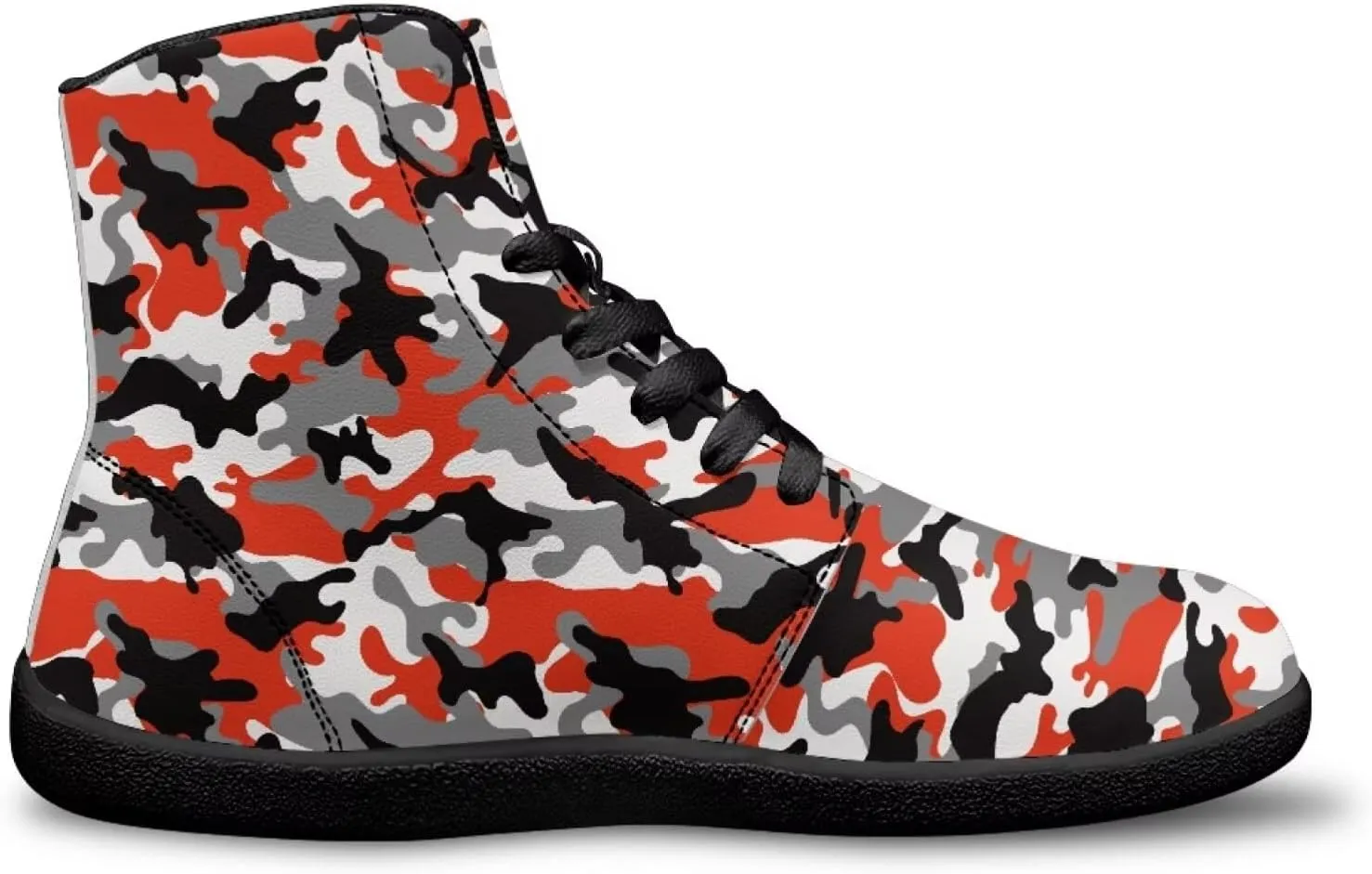 Men's High Top Camo Design Barefoot Travel Shoes, Zero-Drop, Non-Slip and Rubber Sole