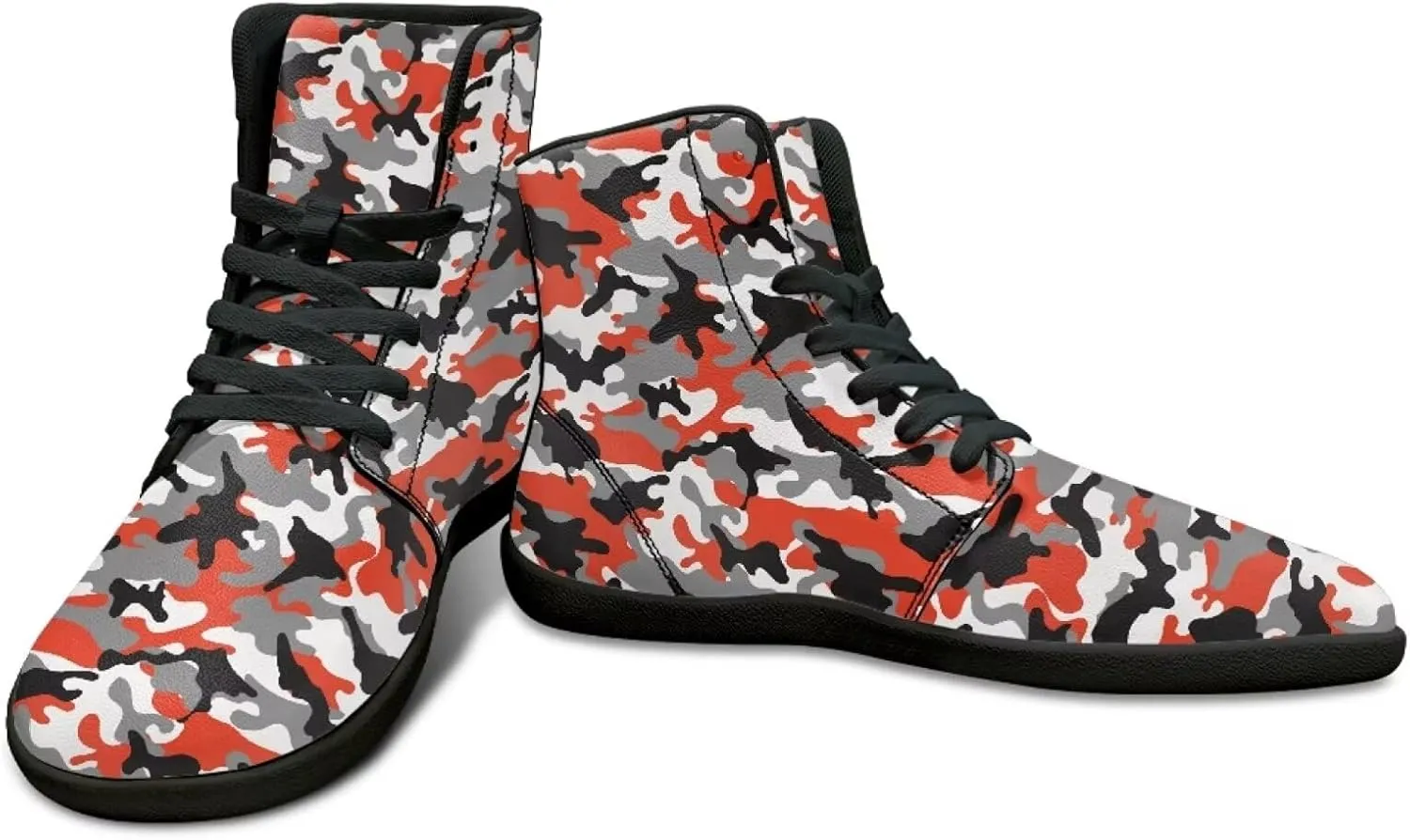 Men's High Top Camo Design Barefoot Travel Shoes, Zero-Drop, Non-Slip and Rubber Sole