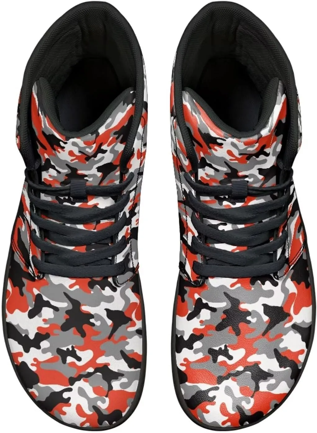 Men's High Top Camo Design Barefoot Travel Shoes, Zero-Drop, Non-Slip and Rubber Sole