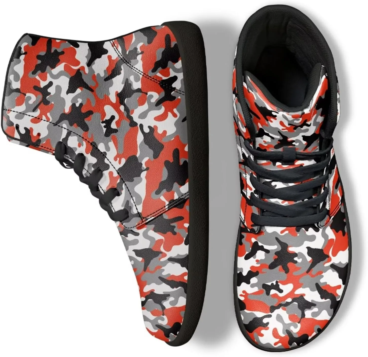 Men's High Top Camo Design Barefoot Travel Shoes, Zero-Drop, Non-Slip and Rubber Sole