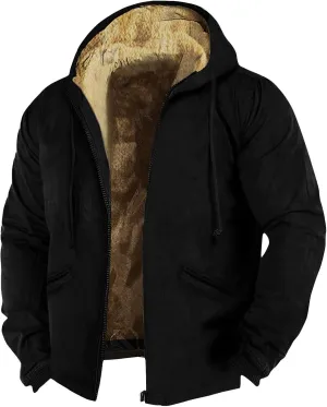 Men's Hoodies Basic Zip Up Hoodie Long Sleeve Sherpa Sweatshirts Classic Print Casual Pullover, M-5XL