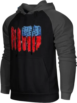 Mens Hoodies Pullover For Fashion Flag Print Sport Drawstring Causal With Pockets Long Sleeve Sweatshirts