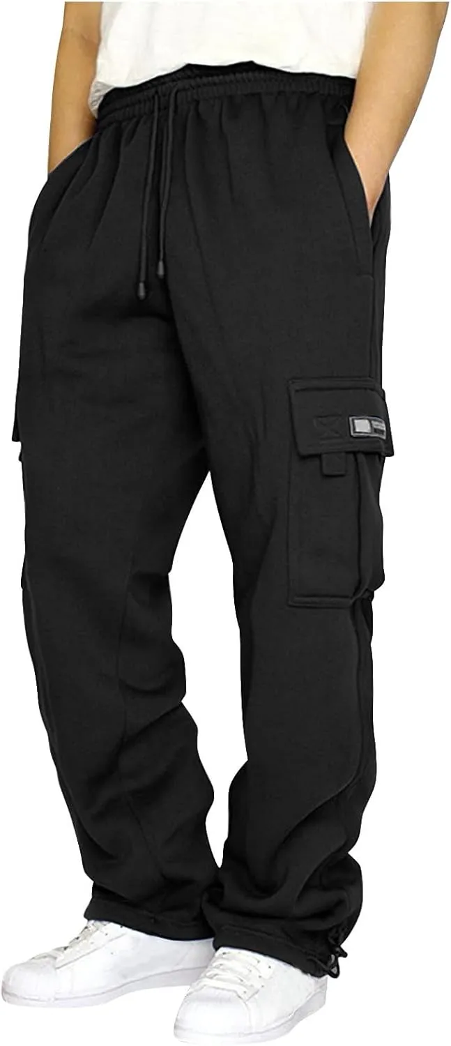 Mens Jogging Pants Casual Plus Size Joggers Running Gym Training Sweatpant Cuffed Hem Elasticated Waist Pant