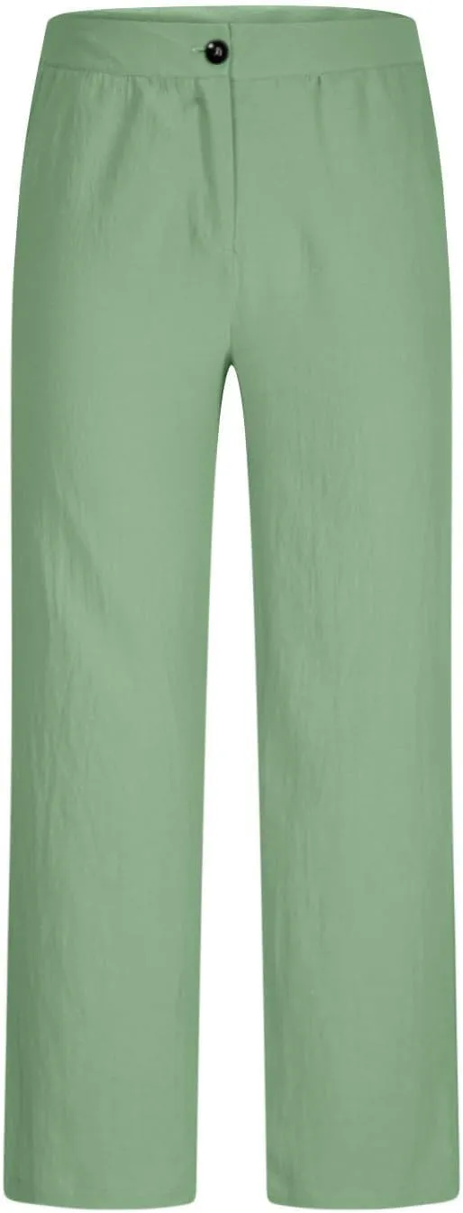 Men's Linen Pants Casual Elastic Waist Loose Fit Yoga Pant Beach Summer Lightweight Trousers